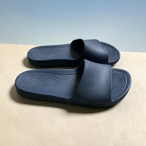 Crocs Slide Sandals Women 6 Navy Blue Flat Beach Pool